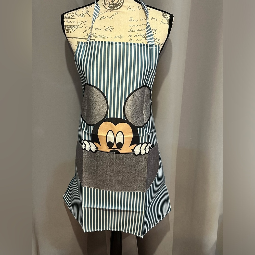 Blue/Teal Mouse Print Apron NIP